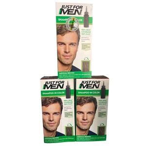 Lot of 3 Just For Men Shampoo-In Color H-35 Medium Brown Permanent Hair Dye Kit